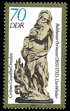 70 Pf Briefmarke: Grünes Gewölbe Dresden, Elfenbeinskulptur Der Winter