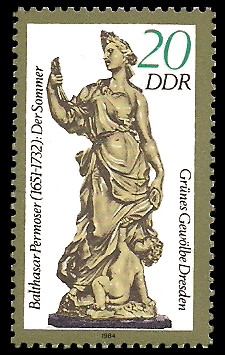 20 Pf Briefmarke: Grünes Gewölbe Dresden, Elfenbeinskulptur Der Sommer 20 Pf Briefmarke: Grünes Gewölbe Dresden, Elfenbeinskulptur Der Sommer