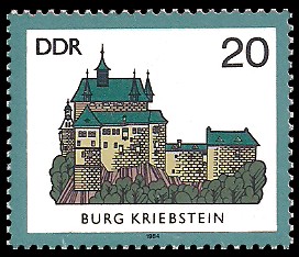 20 Pf Briefmarke: Burgen der DDR, Burg Kriebstein