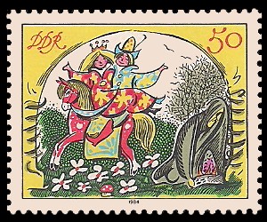 50 Pf Briefmarke: Märchen - von der toten Zarentochter und den 7 Recken 50 Pf Briefmarke: Märchen - von der toten Zarentochter und den 7 Recken