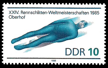 10 Pf Briefmarke: XXIV. Rennschlitten-Weltmeisterschaft 1985