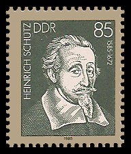 85 Pf Briefmarke: Bach-Händel-Schütz-Ehrung, Heinrich Schütz 85 Pf Briefmarke: Bach-Händel-Schütz-Ehrung, Heinrich Schütz