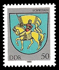 50 Pf Briefmarke: Stadtwappen von Schwerin 50 Pf Briefmarke: Stadtwappen von Schwerin