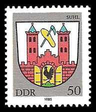 50 Pf Briefmarke: Stadtwappen von Suhl 50 Pf Briefmarke: Stadtwappen von Suhl