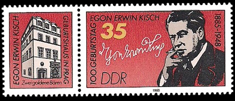  Briefmarke: 100. Geburtstag Egon Erwin Kisch - mit Zierfeld