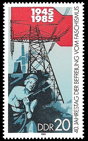 20 Pf Briefmarke: 40. Jahrestag der Befreiung vom Faschismus, Hennecke-Aktivisten 20 Pf Briefmarke: 40. Jahrestag der Befreiung vom Faschismus, Hennecke-Aktivisten