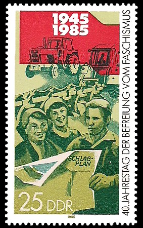 25 Pf Briefmarke: 40. Jahrestag der Befreiung vom Faschismus, Landwirtschaft 25 Pf Briefmarke: 40. Jahrestag der Befreiung vom Faschismus, Landwirtschaft