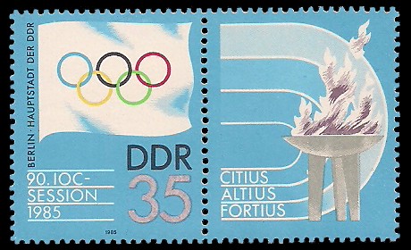  Briefmarke: 90. IOC-Session 1985 - mit Zierfeld