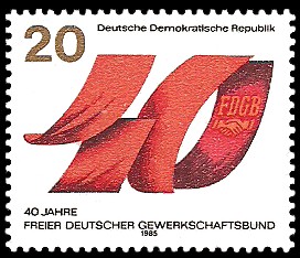 20 Pf Briefmarke: 40 Jahre Freier Deutscher Gewerkschaftsbund