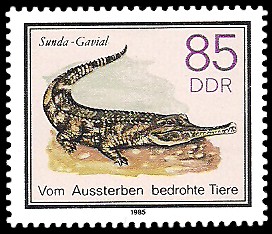 85 Pf Briefmarke: Vom Aussterben bedrohte Tiere, Sunda-Gavial