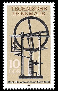 10 Pf Briefmarke: Technische Denkmale, Bock-Dampfmaschine