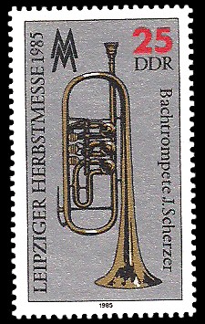 25 Pf Briefmarke: Leipziger Herbstmesse 1985, Bachtrompete