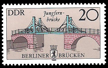 20 Pf Briefmarke: Historische Berliner Brücken, Jungfern-brücke 20 Pf Briefmarke: Historische Berliner Brücken, Jungfern-brücke