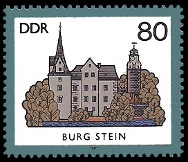 80 Pf Briefmarke: Burgen der DDR, Burg Stein 80 Pf Briefmarke: Burgen der DDR, Burg Stein
