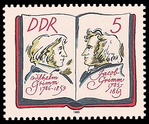 5 Pf Briefmarke: 200. Geburtstag Jacob und Wilhelm Grimm