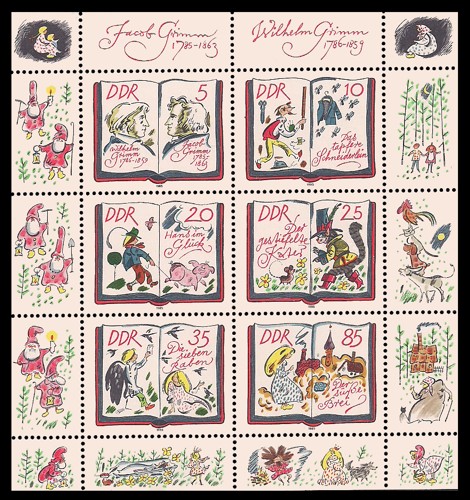 Briefmarke: Kleinbogen - 200. Geburtstag Jacob und Wilhelm Grimm Briefmarke: Kleinbogen - 200. Geburtstag Jacob und Wilhelm Grimm