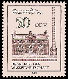 50 Pf Briefmarke: Denkmale der Wasserwirtschaft, Wasserwerk Bln-Friedrichshagen