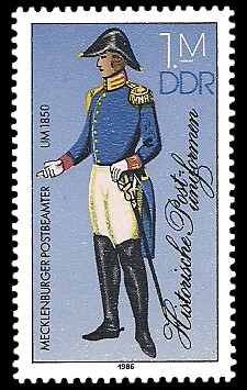 1 M Briefmarke: Historische Postuniformen, Mecklenburger Postbeamter