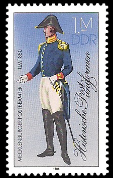 1 M Briefmarke: Historische Postuniformen, Mecklenburger Postbeamter