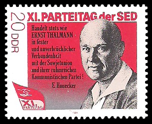 20 Pf Briefmarke: XI. Parteitag der SED - Ernst Thälmann