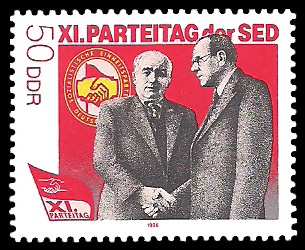 50 Pf Briefmarke: XI. Parteitag der SED - W.Pieck u O.Grotewohl