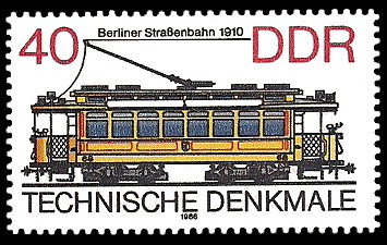 40 Pf Briefmarke: Technische Denkmale - Straßenbahnen, Berliner Straßenbahn