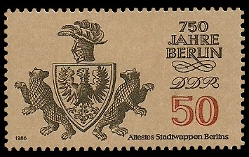50 Pf Briefmarke: 750 Jahre Berlin, Ältestes Stadtwappen 50 Pf Briefmarke: 750 Jahre Berlin, Ältestes Stadtwappen
