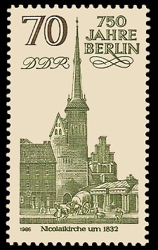 70 Pf Briefmarke: 750 Jahre Berlin, Nicolaikirche