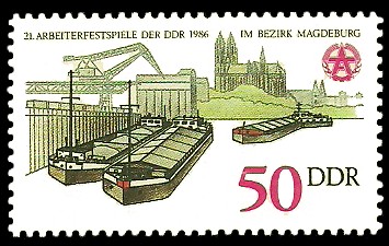 50 Pf Briefmarke: 21. Arbeiterfestspiele der DDR, Binnenschiffe