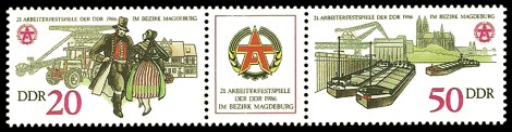  Briefmarke: Dreierstreifen - 21. Arbeiterfestspiele der DDR