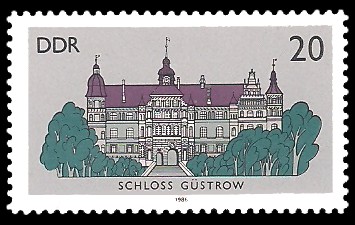 20 Pf Briefmarke: Schlösser der DDR, Schloss Güstrow 20 Pf Briefmarke: Schlösser der DDR, Schloss Güstrow