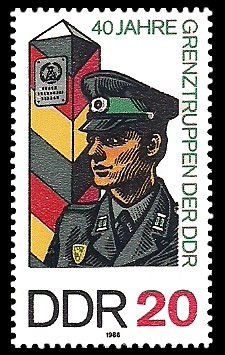 20 Pf Briefmarke: 40 Jahre Grenztruppen der DDR