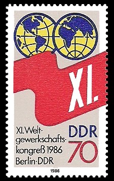 70 Pf Briefmarke: XI. Weltgewerkschaftskongress 70 Pf Briefmarke: XI. Weltgewerkschaftskongress