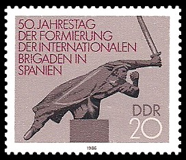 20 Pf Briefmarke: 50. Jahrestag der Formierung der internationalen Brigaden in Spanien