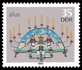 35 Pf Briefmarke: Erzgebirgische Schwibbogen, 1821