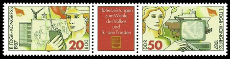  Briefmarke: Dreierstreifen - 11. FDGB-Kongress