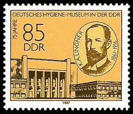 85 Pf Briefmarke: 75 Jahre Deutsches Hygiene-Museum 85 Pf Briefmarke: 75 Jahre Deutsches Hygiene-Museum