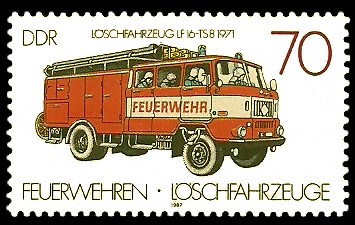 70 Pf Briefmarke: Feuerwehren und Löschfahrzeuge, Löschfahrzeug LF16-TS8
