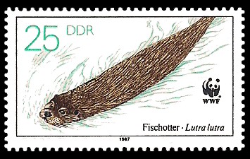 25 Pf Briefmarke: Vom Aussterben bedrohte Tiere, Fischotter 25 Pf Briefmarke: Vom Aussterben bedrohte Tiere, Fischotter