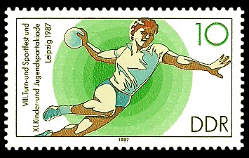 10 Pf Briefmarke: XI. Kinder- und Jugendspartakiade u. VIII. Turn- und Sportfest, Handball