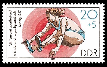 20 + 5 Pf Briefmarke: XI. Kinder- und Jugendspartakiade u. VIII. Turn- und Sportfest, Weitsprung 20 + 5 Pf Briefmarke: XI. Kinder- und Jugendspartakiade u. VIII. Turn- und Sportfest, Weitsprung