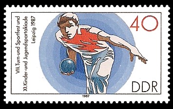40 Pf Briefmarke: XI. Kinder- und Jugendspartakiade u. VIII. Turn- und Sportfest, Kegeln 40 Pf Briefmarke: XI. Kinder- und Jugendspartakiade u. VIII. Turn- und Sportfest, Kegeln