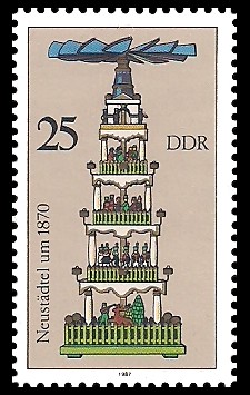 25 Pf Briefmarke: Weihnachtspyramiden aus dem Erzgebirge, Neustädtel 25 Pf Briefmarke: Weihnachtspyramiden aus dem Erzgebirge, Neustädtel