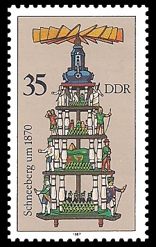 35 Pf Briefmarke: Weihnachtspyramiden aus dem Erzgebirge, Schneeberg