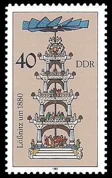 40 Pf Briefmarke: Weihnachtspyramiden aus dem Erzgebirge, Lößnitz 40 Pf Briefmarke: Weihnachtspyramiden aus dem Erzgebirge, Lößnitz