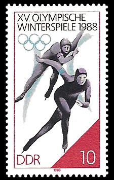 10 Pf Briefmarke: XV. Olympische Winterspiele 1988, Eisschnelllauf