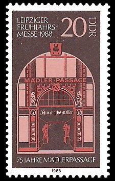20 Pf Briefmarke: Leipziger Frühjahrsmesse 1988, Auerbachs Keller 20 Pf Briefmarke: Leipziger Frühjahrsmesse 1988, Auerbachs Keller