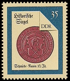 35 Pf Briefmarke: Historische Siegel, Schmiede Nauen