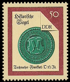 50 Pf Briefmarke: Historische Siegel, Tuchmacher Frankfurt/O