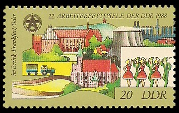 20 Pf Briefmarke: 22. Arbeiterfestspiele der DDR